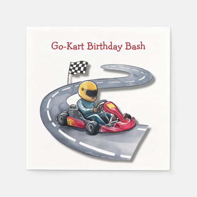 Servilleta De Papel Go-Kart Birthday Bash (Anverso)