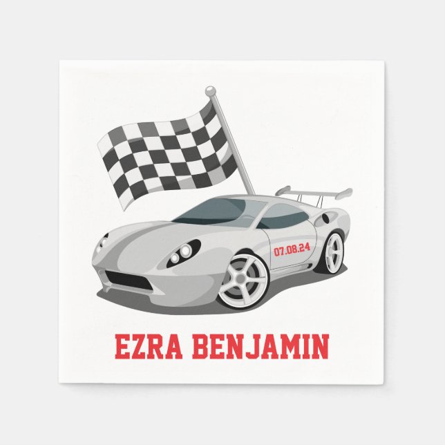 Servilleta De Papel Go-Kart Race Car Carreras Bar Mitzvah (Anverso)
