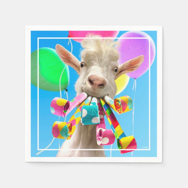 Servilleta De Papel Goat with Party Blowers (Anverso)