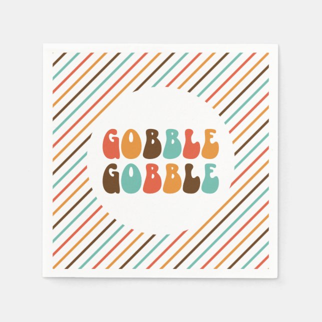 Servilleta De Papel Gobble del Día de Acción de Gracias Retro (Anverso)