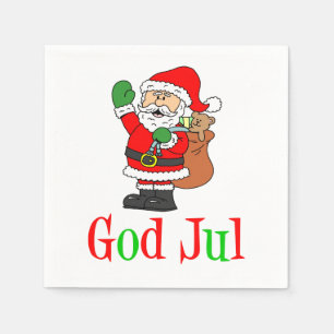 Servilleta De Papel God Jul Navidades suecos Santa Napkins