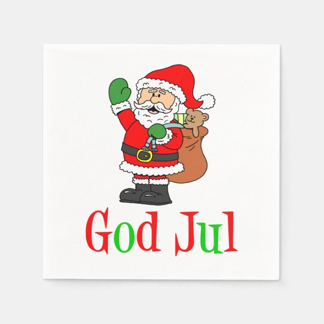 Servilleta De Papel God Jul Navidades suecos Santa Napkins (Anverso)