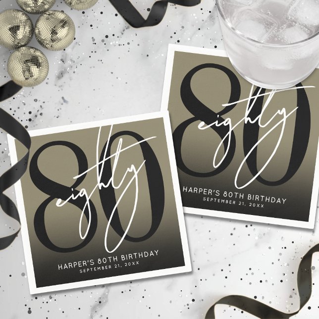 Servilleta De Papel Gold 80th Birthday Party (Gold 80th Birthday Party Napkins )