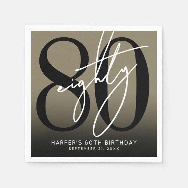 Servilleta De Papel Gold 80th Birthday Party (Anverso)