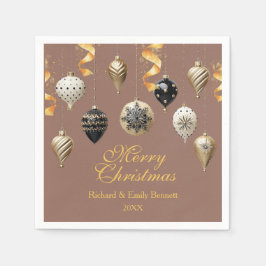 Servilleta De Papel Gold and Black Christmas Baubles