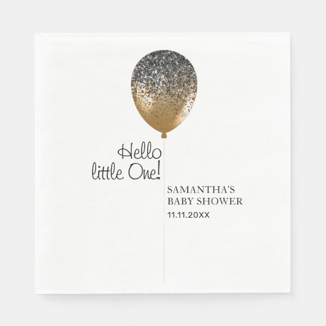 Servilleta De Papel Gold Balloon Baby Shower Celebration (Anverso)