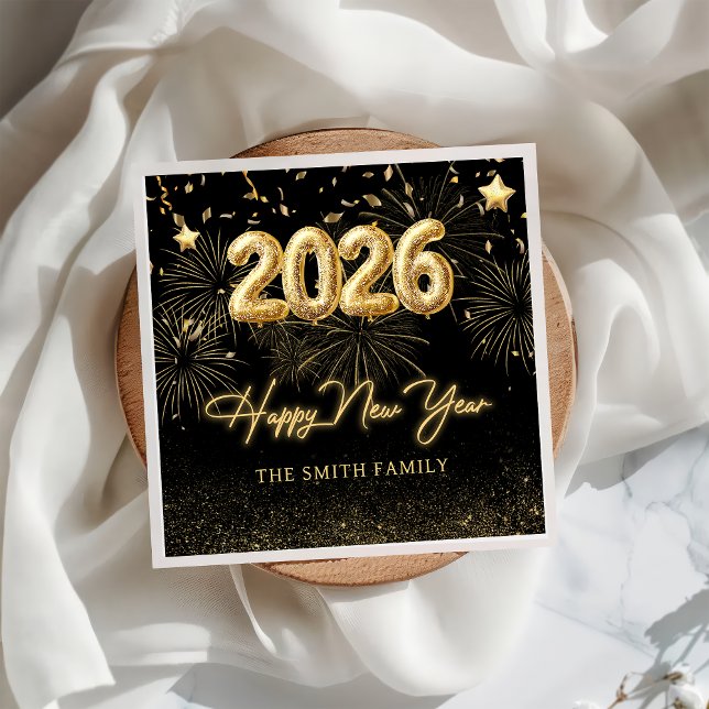 Servilleta De Papel Gold Balloon New Years Eve Party Paper Napkin (Subido por el creador)