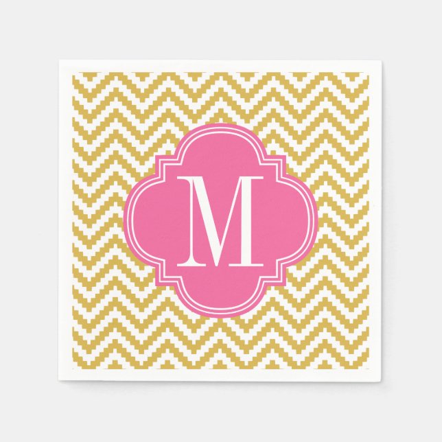 Servilleta De Papel Gold Beige Chevron Aztec Tribal personalizado (Anverso)