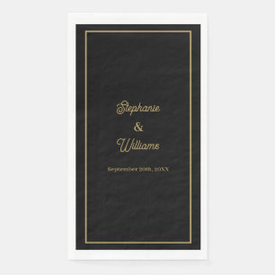 Servilleta De Papel Gold Black Elegant Name Simple Minimal Boda