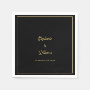 Servilleta De Papel Gold Black Elegant Name Simple Minimal Boda