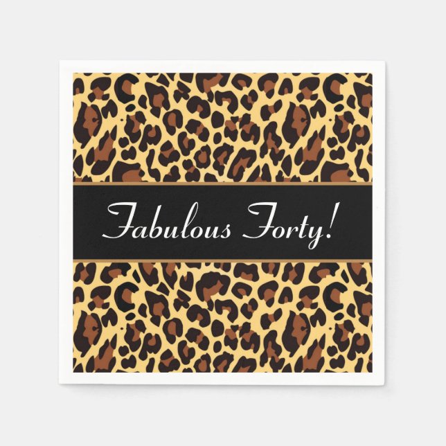 Servilleta De Papel Gold Black Leopard Fabulous 40 Birthday A10 (Anverso)