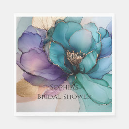 Servilleta De Papel Gold Blue Aqua Purple Flower Briower