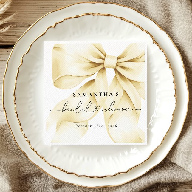 Servilleta De Papel Gold Bow Bridal Shower Paper Napkins (Subido por el creador)