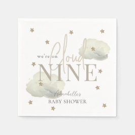 Servilleta De Papel Gold Cloud 9 Gold Stars Watercolor Baby Shower