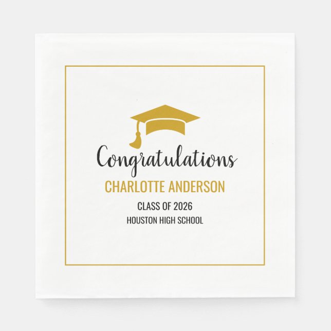 Servilleta De Papel Gold Congrats Graduation (Anverso)