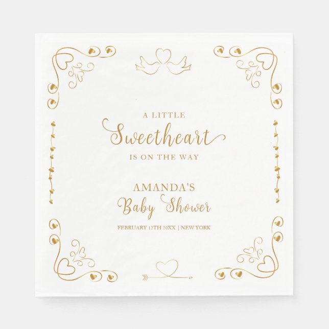 Servilleta De Papel Gold Elegant SValentine Baby Shower (Anverso)