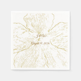 Servilleta De Papel Gold Floral Line Art Botanical Wedding