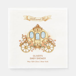 Servilleta De Papel Gold Flower Prince Carriage Baby Shower Welcome