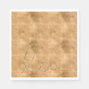 Servilleta De Papel Gold Glam Purpurina Love