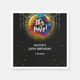 Servilleta De Papel Gold Halftone Disco Ball Vamos Fiesta Cumpleaños