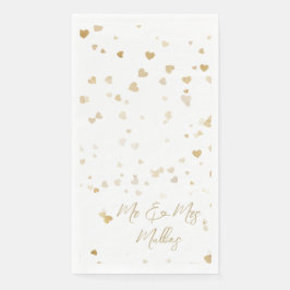 Servilleta De Papel Gold Heart “Mr & Mrs” Wedding Napkins