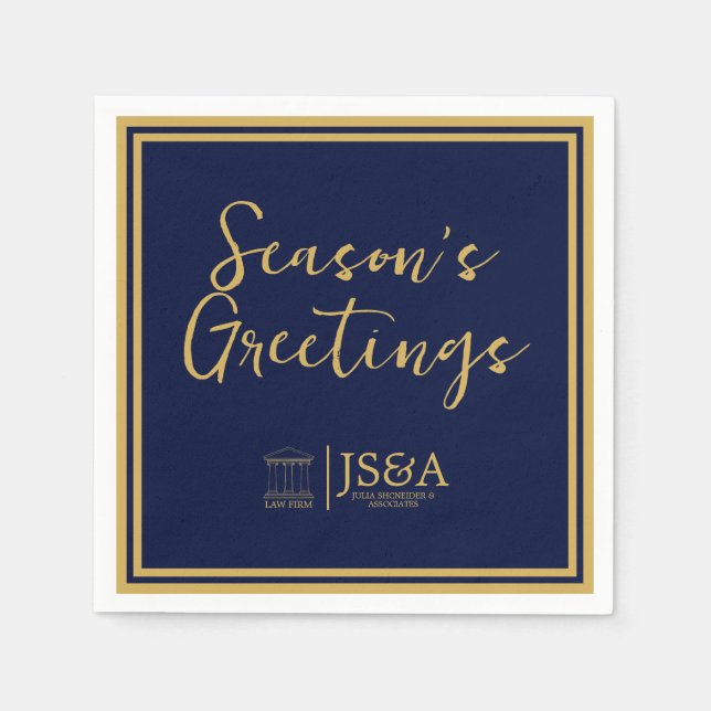 Servilleta De Papel Gold Justice Columns Law Firm Season's Greetings  (Anverso)