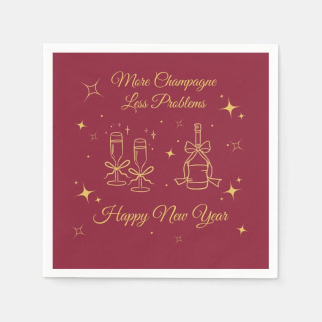 Servilleta De Papel Gold Line Art New Year Design (Anverso)