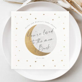 Servilleta De Papel Gold Moon and Stars Gender Neutral Baby Shower