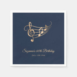 Servilleta De Papel Gold Music Notes Elegant Script Birthday