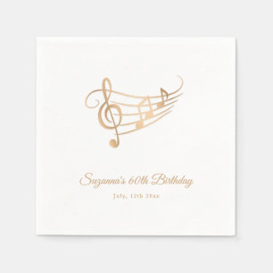Servilleta De Papel Gold Music Notes Elegant Script Birthday