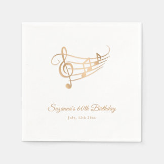 Servilleta De Papel Gold Music Notes Elegant Script Birthday