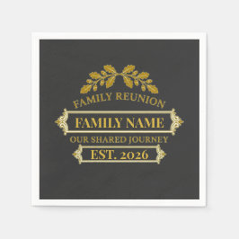 Servilleta De Papel Gold Oak Leaf Family Reunion Custom Name and Year