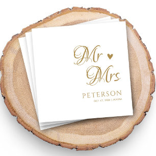 Servilleta De Papel Gold personalizado Sr. y la Sra. Boda Napkins