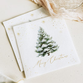 Servilleta De Papel Gold & Pine Tree Christmas