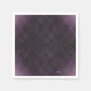 Servilleta De Papel Gold Purple Elegance Diamond Geo Deco Boda