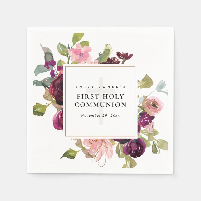 SERVILLETA DE PAPEL GOLD RUBOR RED ROSE ROSE FLORAL PRIMERA COMUNICACI (Anverso)