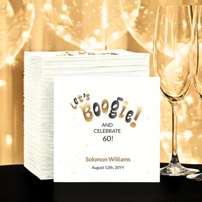 Servilleta De Papel Gold Sparkle Let's Boogie 60th Birthday (Subido por el creador)