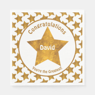 Servilleta De Papel Gold Star felicita al Fiesta Personalizado