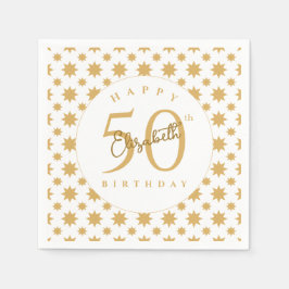 Servilleta De Papel Gold Stars 50th Birthday Custom Name