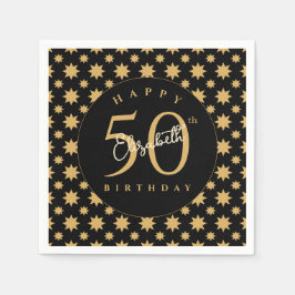 Servilleta De Papel Gold Stars 50th Birthday Custom Name
