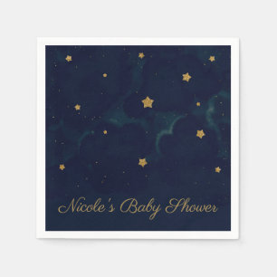 Servilleta De Papel Gold Stars Dark Blue Night Sky Fiesta de Baby Show