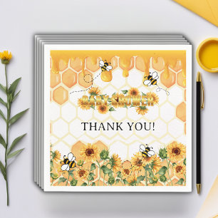 Servilleta De Papel Gold Sunflower Honeycomb Honeybee Baby Shower
