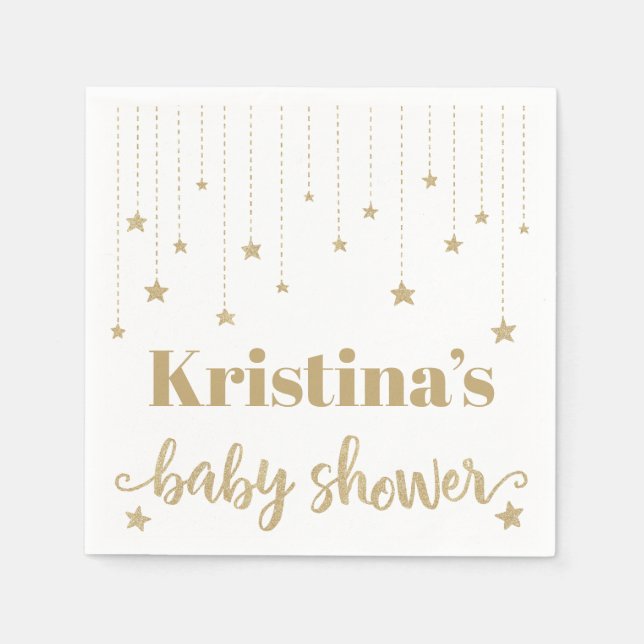 Servilleta De Papel Gold Twinkle Twinkle Little Star Baby Shower (Anverso)