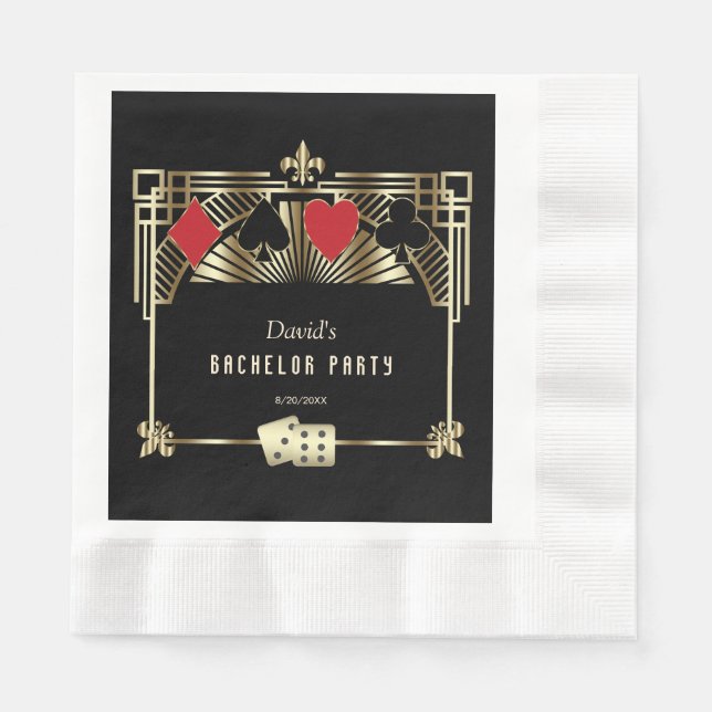 Servilleta De Papel Gold Vegas Casino Royale Gran Fiesta de Bachelor (Anverso)