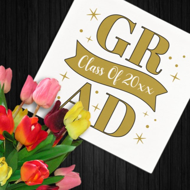 Servilleta De Papel Gold & White Graduation Party (Subido por el creador)