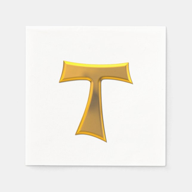 Servilleta De Papel Golden 3D Look Franciscan Tau Cross (Anverso)