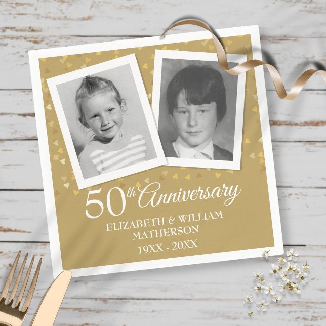 Servilleta De Papel Golden 50th Wedding Anniversary Fun Child Photos (Subido por el creador)