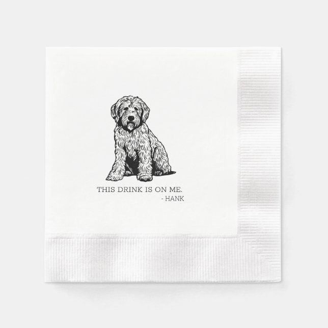 Servilleta De Papel Golden Doodle Cocktail Napkin (Anverso)