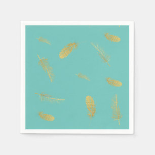 Servilleta De Papel Golden Feathers Aqua