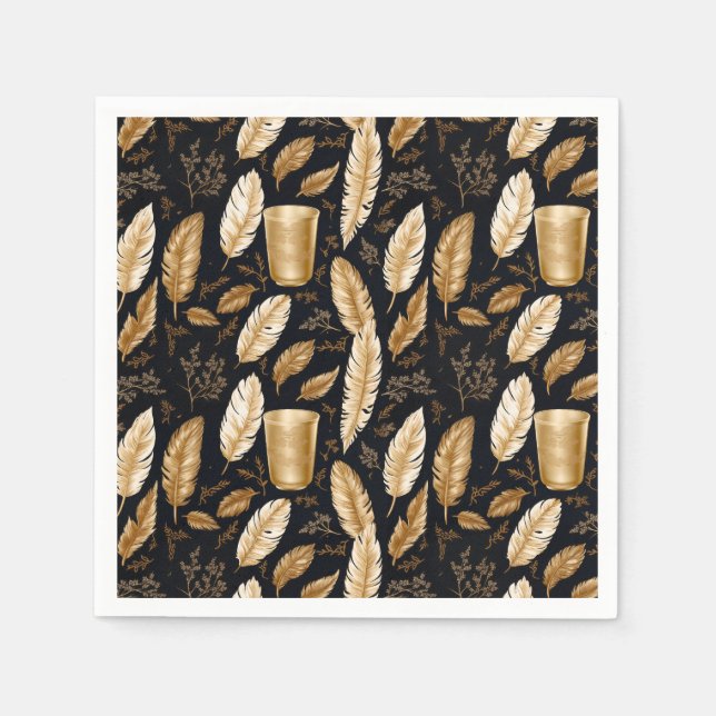Servilleta De Papel Golden Feathers Prosperity Napkins (Anverso)